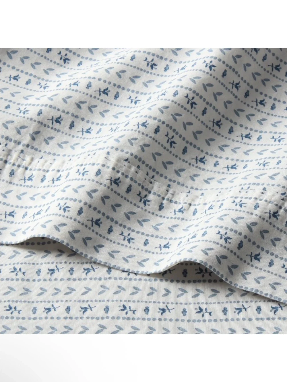 NWT Queen Organic Percale Printed Sheet Set Ivory Floral Stripe - Threshold